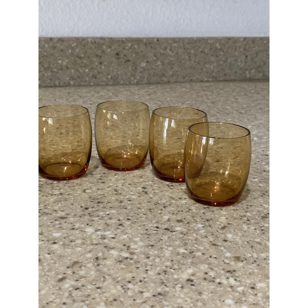 Cambridge Amber Ball Tilt Decanter FARBER BROS KROME KRAFT 4 Shot Cordial Glass